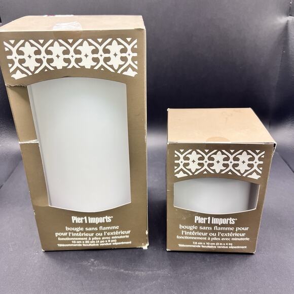 (2) Pier 1 Imports indoor/outdoor flameless Candles Battery Operated W Timer - Picture 1 of 6